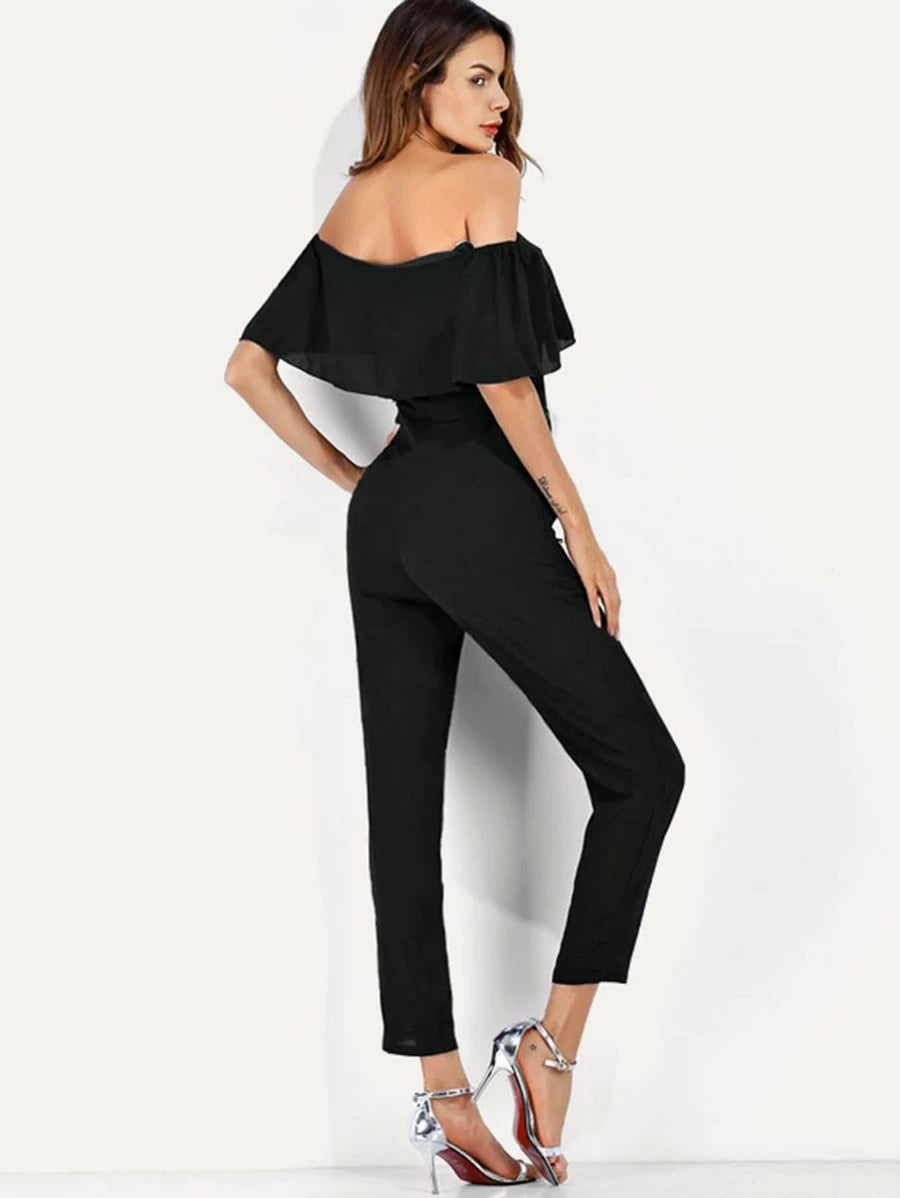 Off-Shoulder Ruffle Jumpsuit Periwinkley Shop