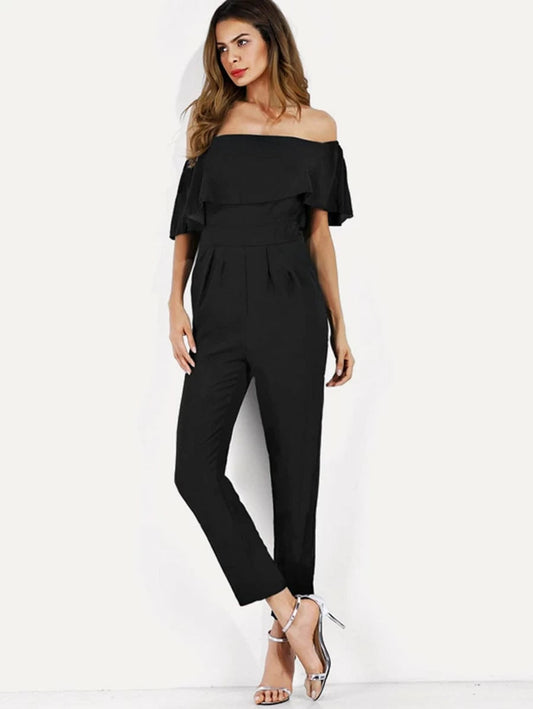 Off-Shoulder Ruffle Jumpsuit Periwinkley Shop