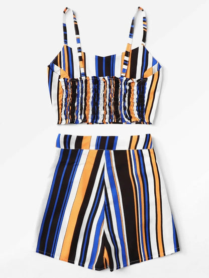 Striped Crop Cami Top With Shorts Periwinkley Shop