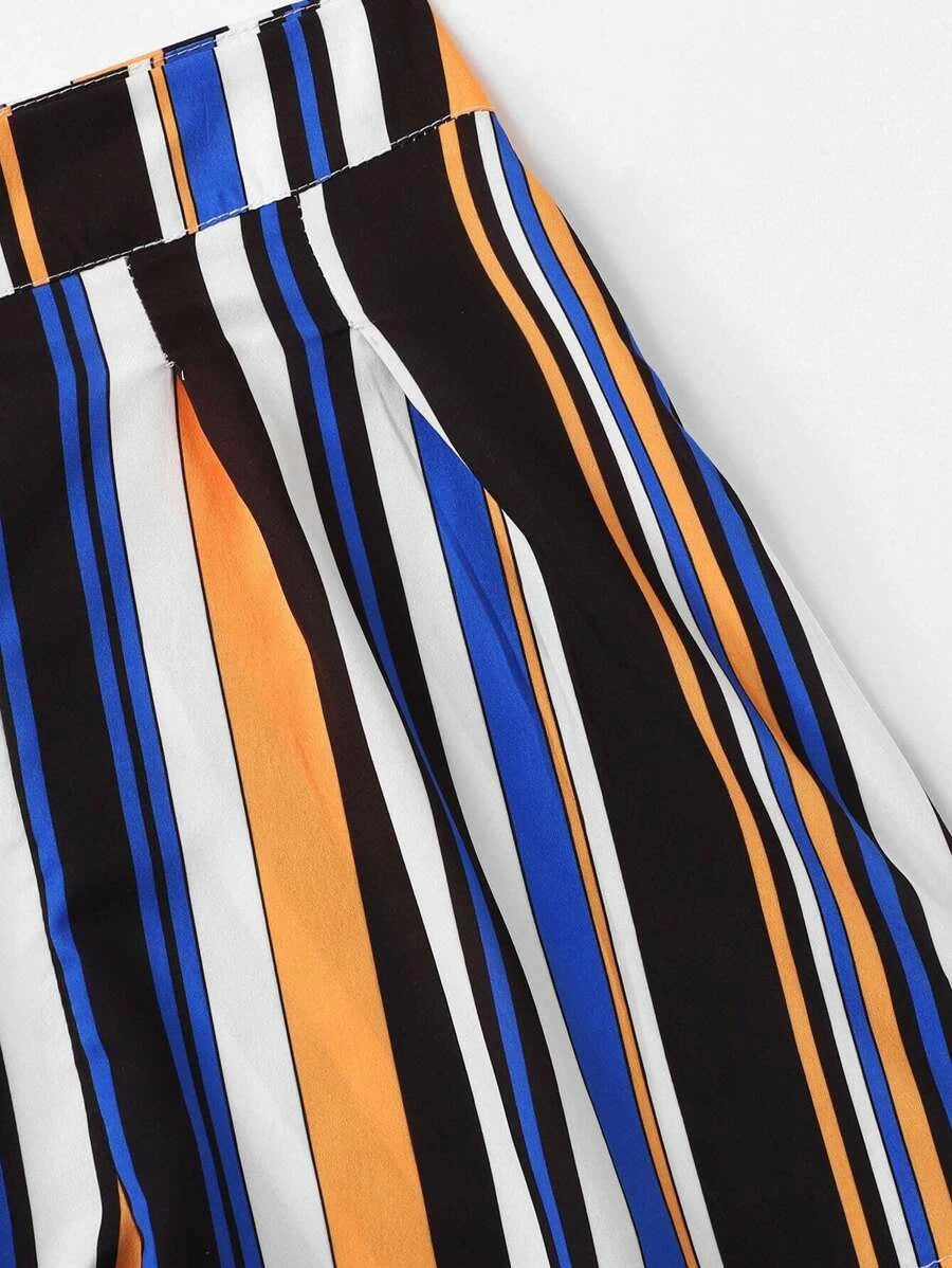 Striped Crop Cami Top With Shorts Periwinkley Shop