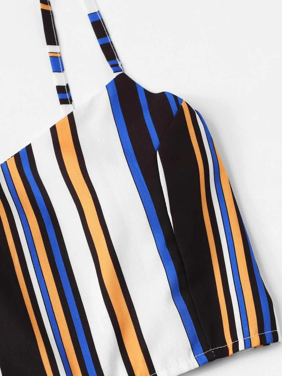 Striped Crop Cami Top With Shorts Periwinkley Shop