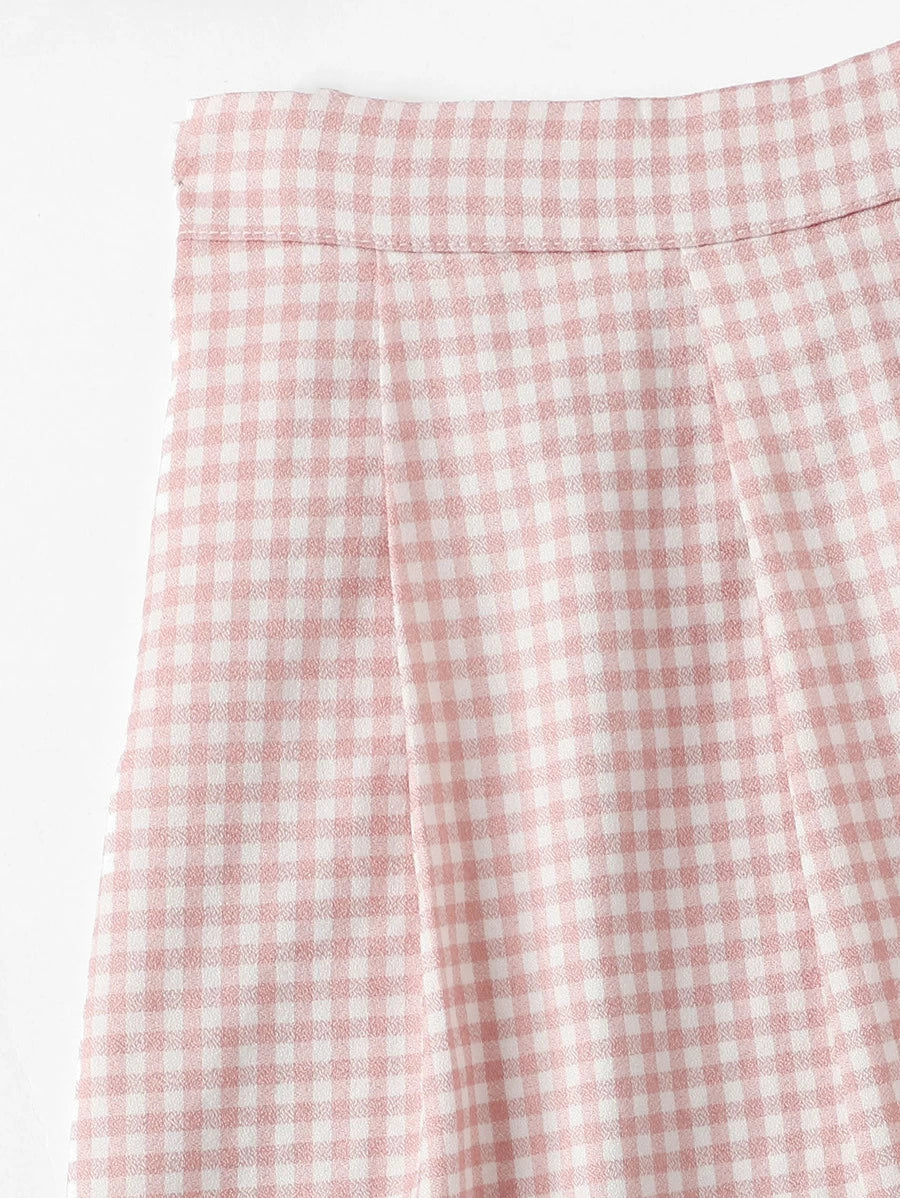 Plaid Pleated Cami Top With Skirt Periwinkley Shop