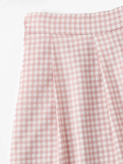 Plaid Pleated Cami Top With Skirt Periwinkley Shop