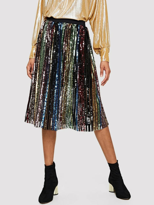 Colorful Sequin Panel Skirt Periwinkley Shop