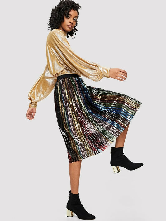 Colorful Sequin Panel Skirt Periwinkley Shop