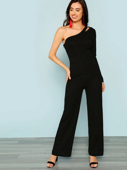 One Shoulder Cutout Jumpsuit Periwinkley Shop