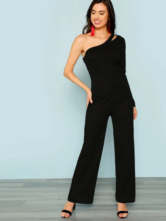 One Shoulder Cutout Jumpsuit Periwinkley Shop