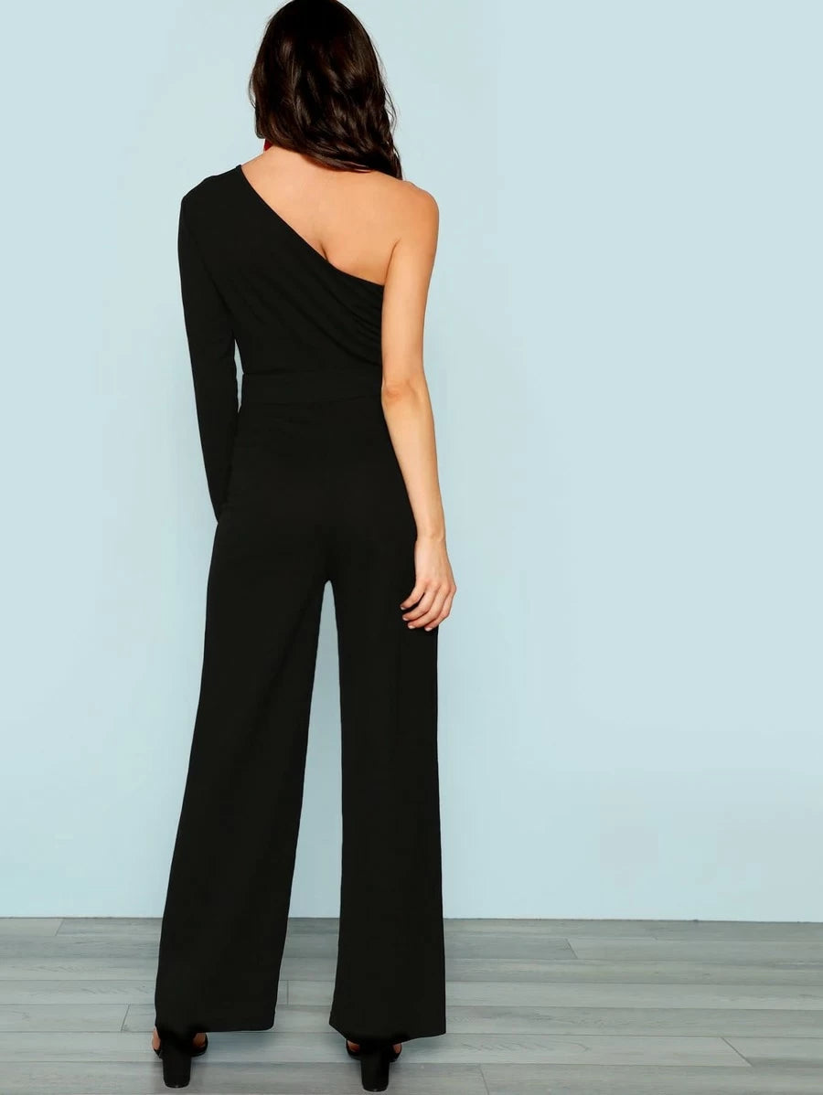 One Shoulder Cutout Jumpsuit Periwinkley Shop