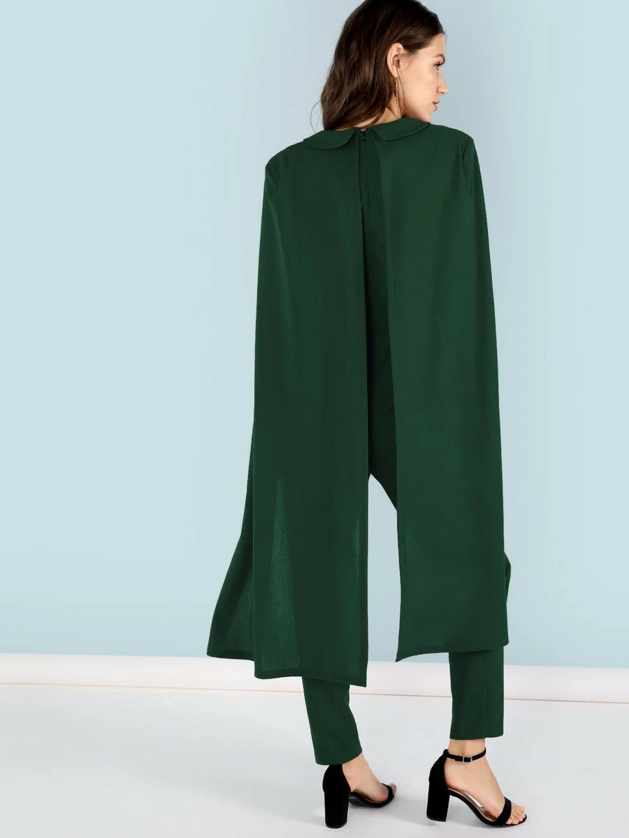 Cape Sleeve Surplice Wrap Tailored Jumpsuit Periwinkley Shop