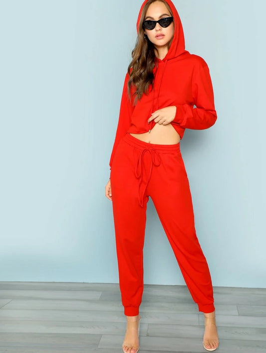 Crop Hoodie & Sweatpants Set Periwinkley Shop