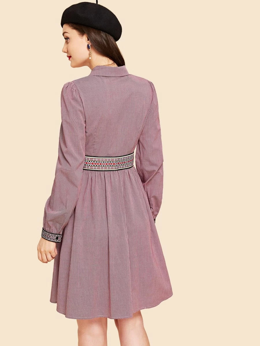 Tie Neck Button Up Shirt Dress Periwinkley Shop