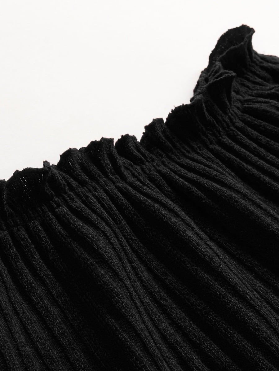 Lettuce Edge Ribbed Bardot Dress Periwinkley Shop