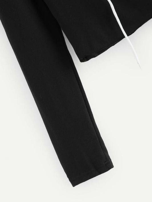 Contrast Binding Sweatshirt & Drawstring Sweatpants Periwinkley Shop