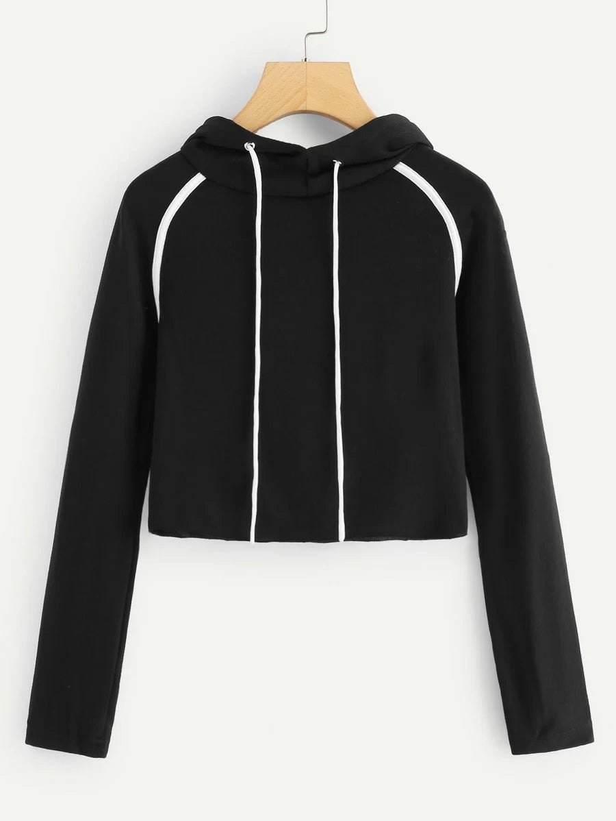 Contrast Binding Sweatshirt & Drawstring Sweatpants Periwinkley Shop