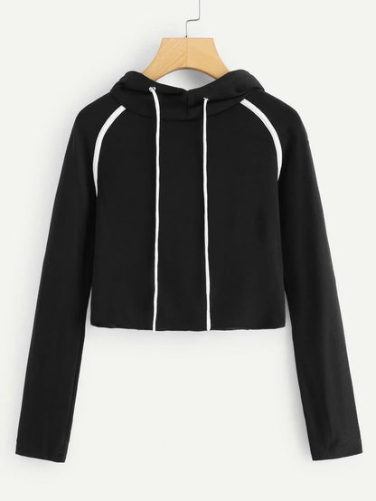 Contrast Binding Sweatshirt & Drawstring Sweatpants Periwinkley Shop