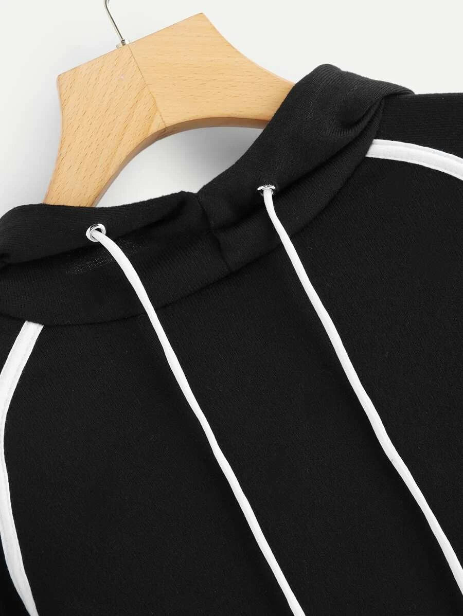 Contrast Binding Sweatshirt & Drawstring Sweatpants Periwinkley Shop