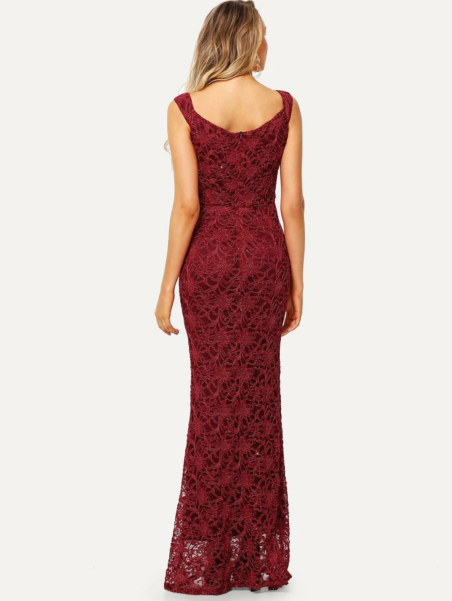 Lace Overlay Longline Dress Periwinkley Shop