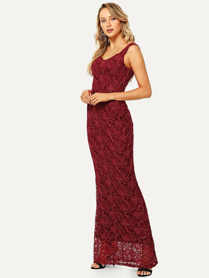 Lace Overlay Longline Dress Periwinkley Shop