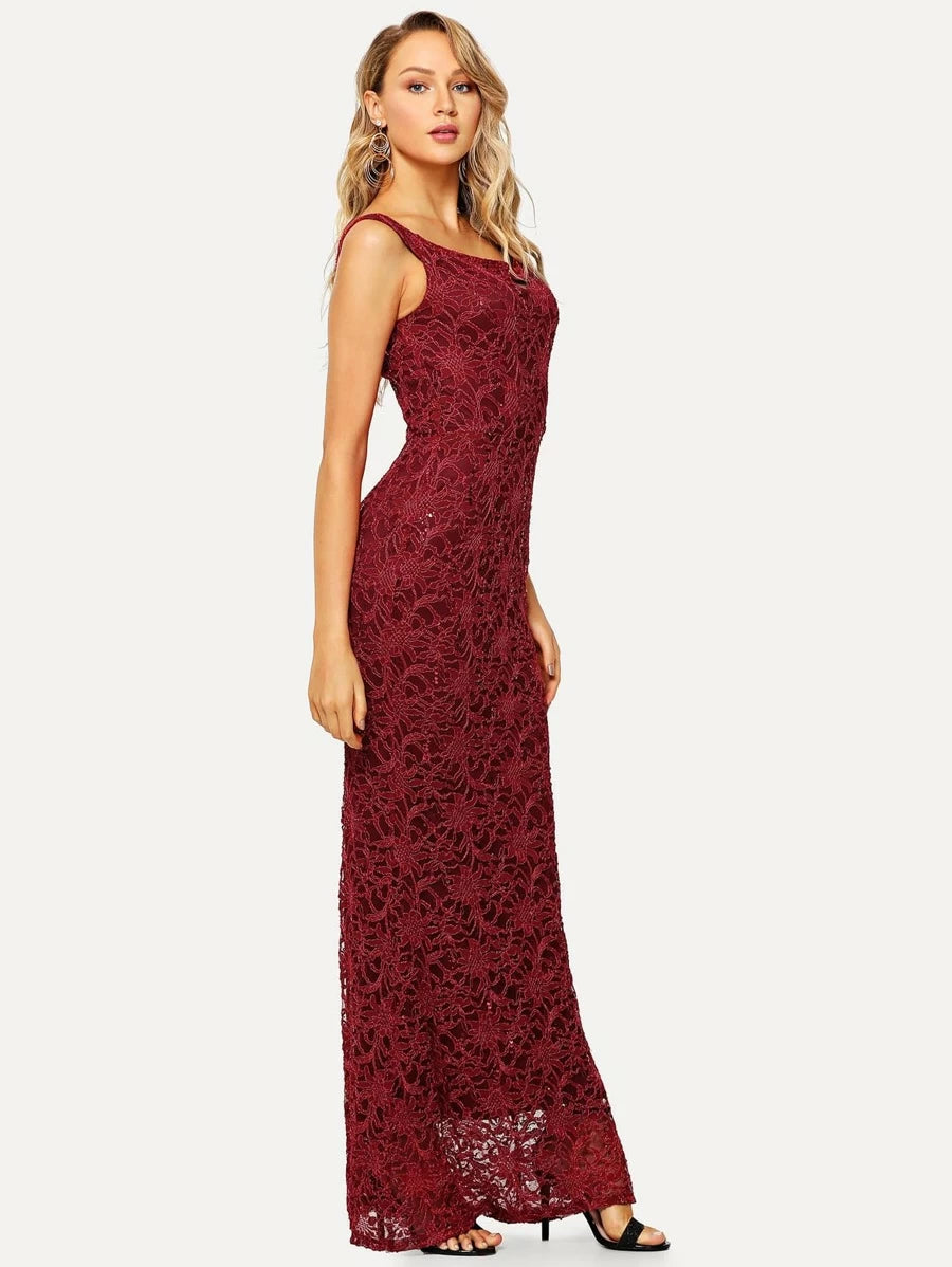 Lace Overlay Longline Dress Periwinkley Shop