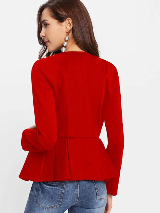Zip Up Box Pleated Peplum Jacket Periwinkley Shop