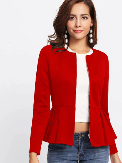 Zip Up Box Pleated Peplum Jacket Periwinkley Shop
