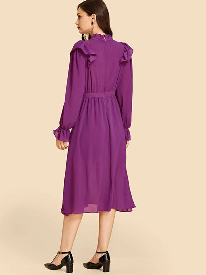 Ruched Trim Lace Zip Back Dress Periwinkley Shop
