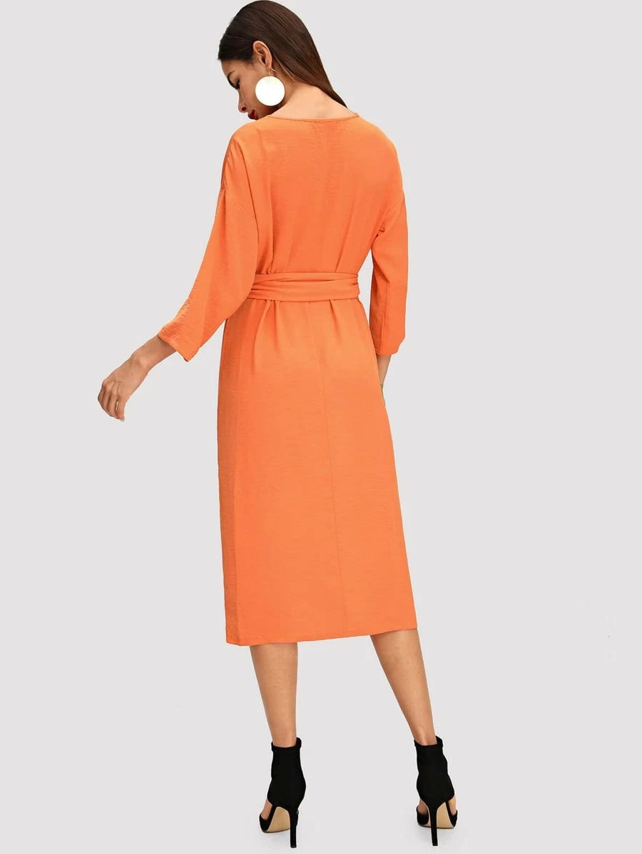V Neck Twist Front Dress Periwinkley Shop