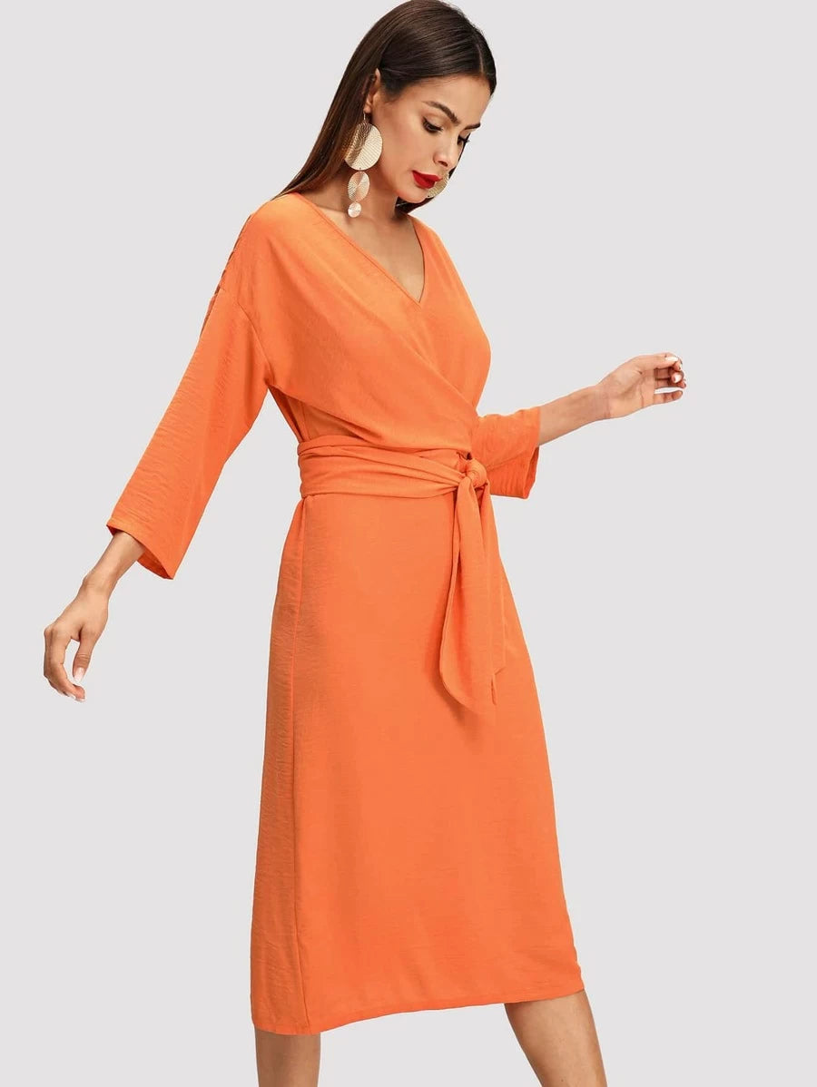 V Neck Twist Front Dress Periwinkley Shop