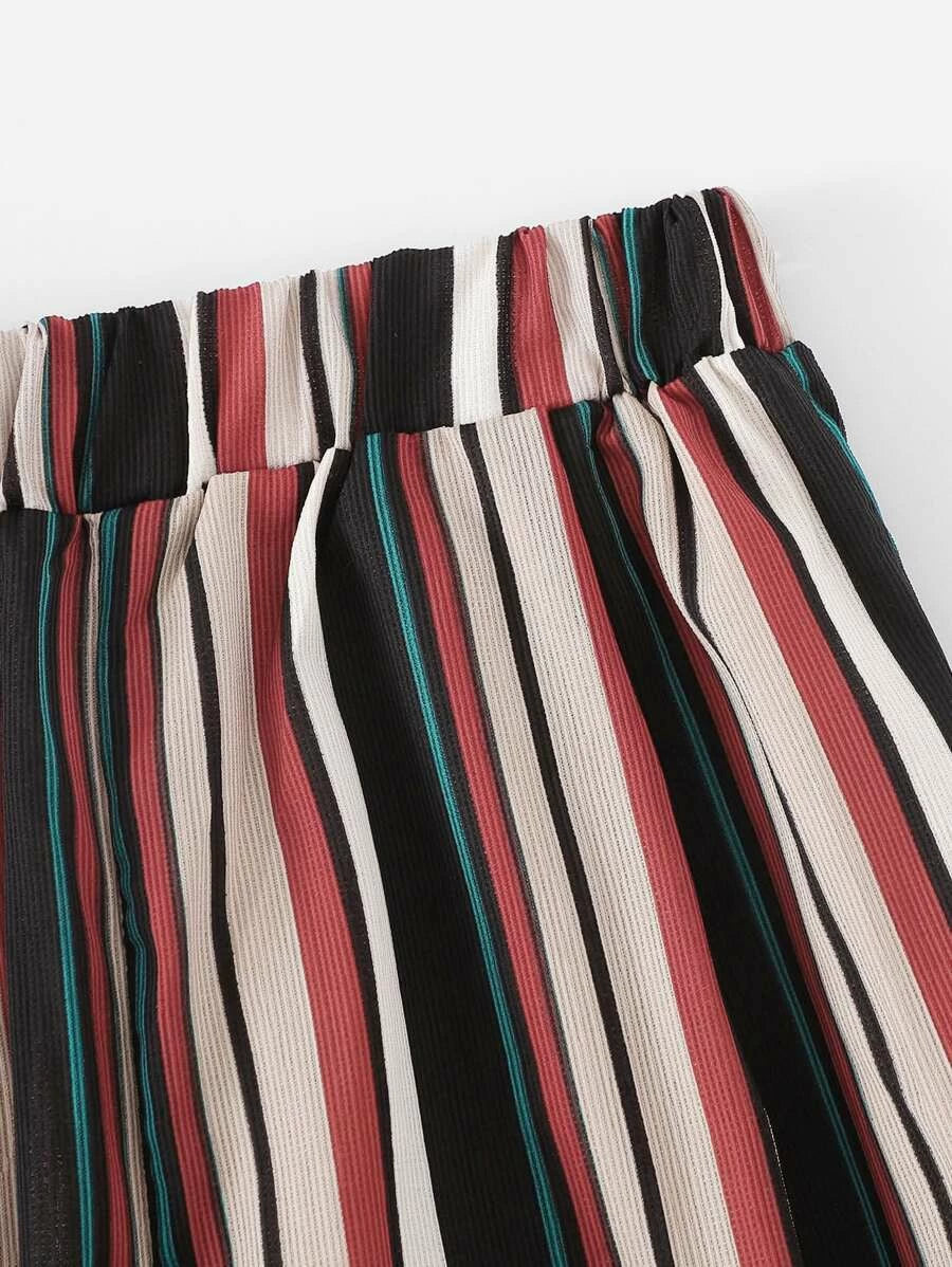 V Neckline Striped Top With Pants Periwinkley Shop
