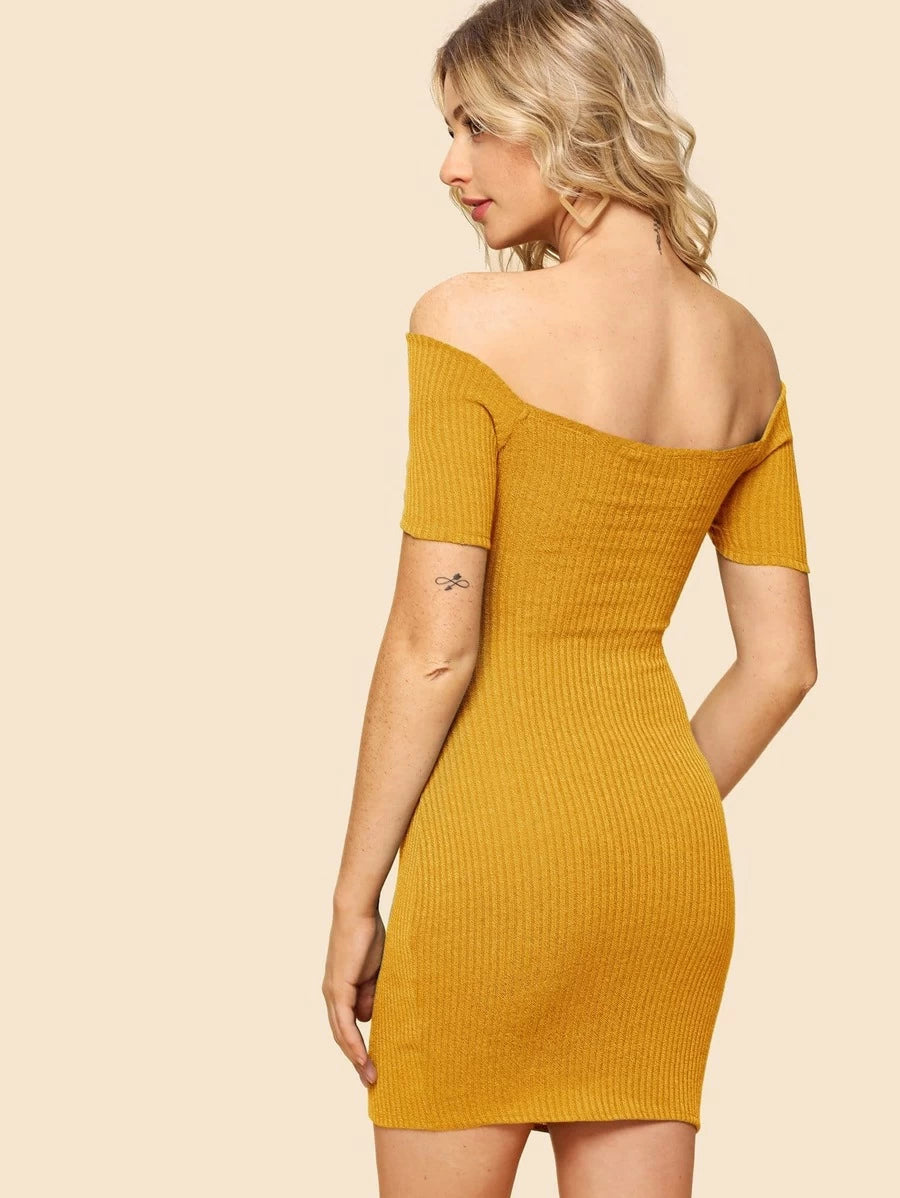 Cross Wrap Rib Knit Dress Periwinkley Shop