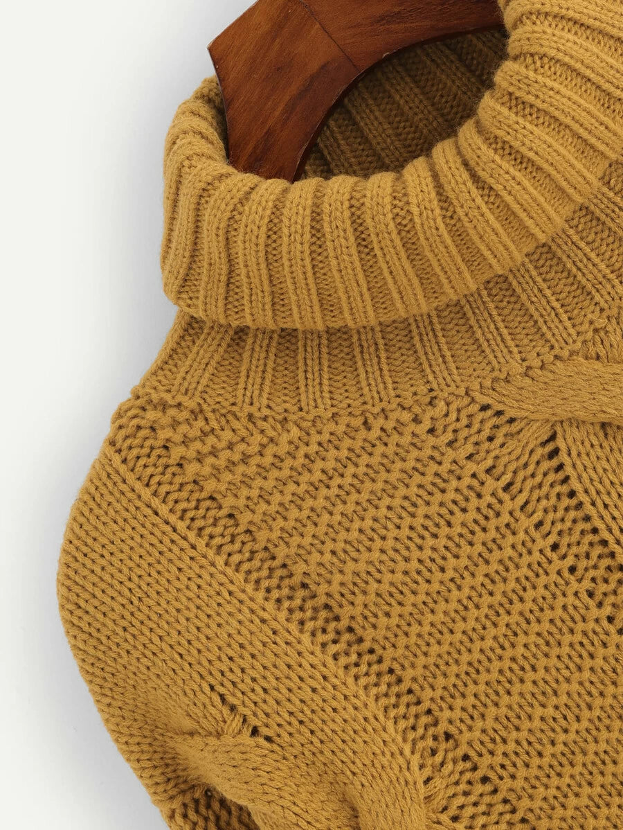 High Neck Cable-Knit Sweater Periwinkley Shop