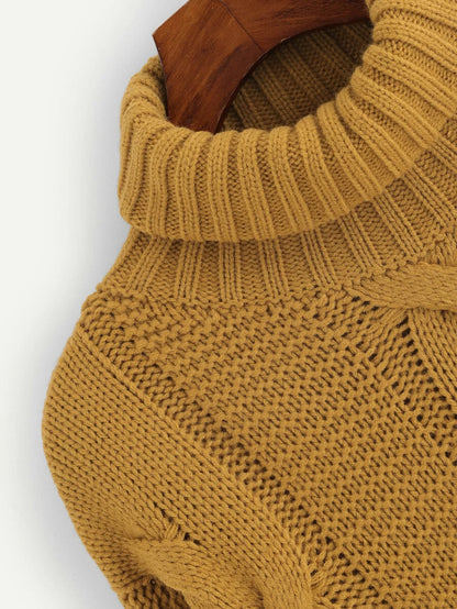 High Neck Cable-Knit Sweater Periwinkley Shop