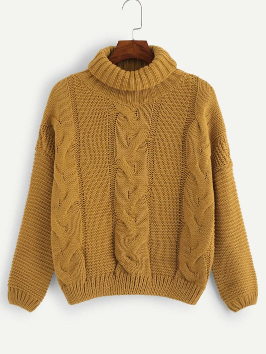 High Neck Cable-Knit Sweater Periwinkley Shop