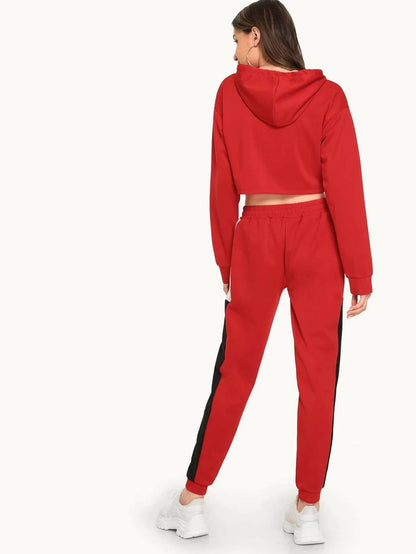 Colour Block Drawstring Top With Trousers Periwinkley Shop