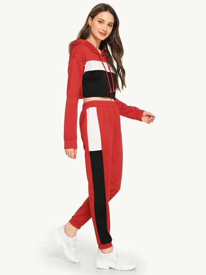Colour Block Drawstring Top With Trousers Periwinkley Shop