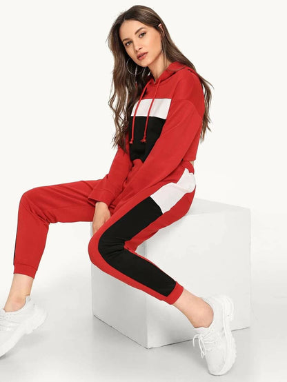 Colour Block Drawstring Top With Trousers Periwinkley Shop