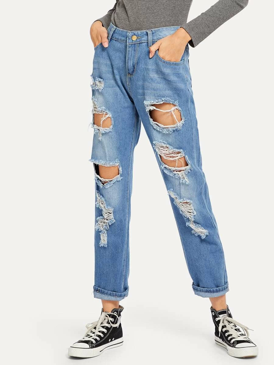 Ripped Distressed Boyfriend Jeans Periwinkley Shop