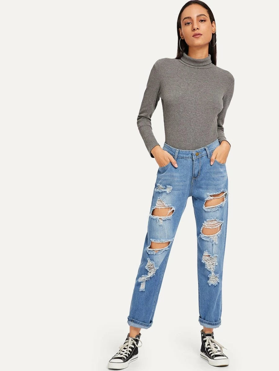 Ripped Distressed Boyfriend Jeans Periwinkley Shop