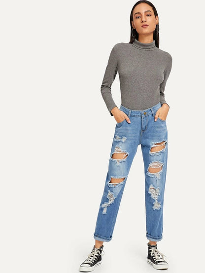 Ripped Distressed Boyfriend Jeans Periwinkley Shop