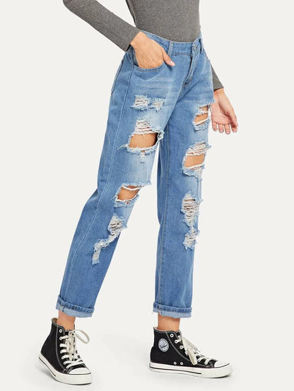 Ripped Distressed Boyfriend Jeans Periwinkley Shop