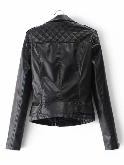 Faux Leather Belted Biker Jacket Periwinkley Shop