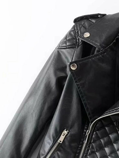 Faux Leather Belted Biker Jacket Periwinkley Shop