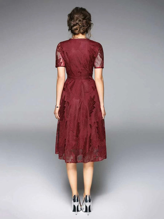 Leaf embroidered wrap dress Periwinkley Shop