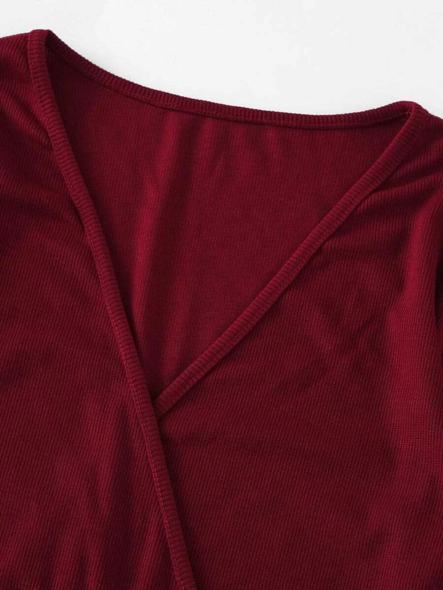 Surplice Wrap Bell Sleeve Dress Periwinkley Shop