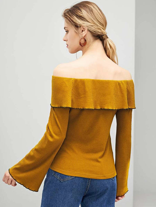 Ruffle Detail Solid Tee Periwinkley Shop