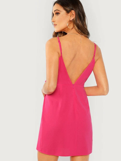 Neon Pink Knot Side Wrap Cami Dress Periwinkley Shop