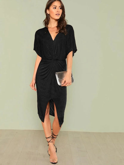 Twist Front Split Midi Kimono Dress Periwinkley Shop