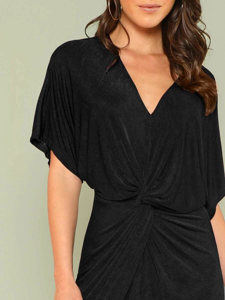 Twist Front Split Midi Kimono Dress Periwinkley Shop