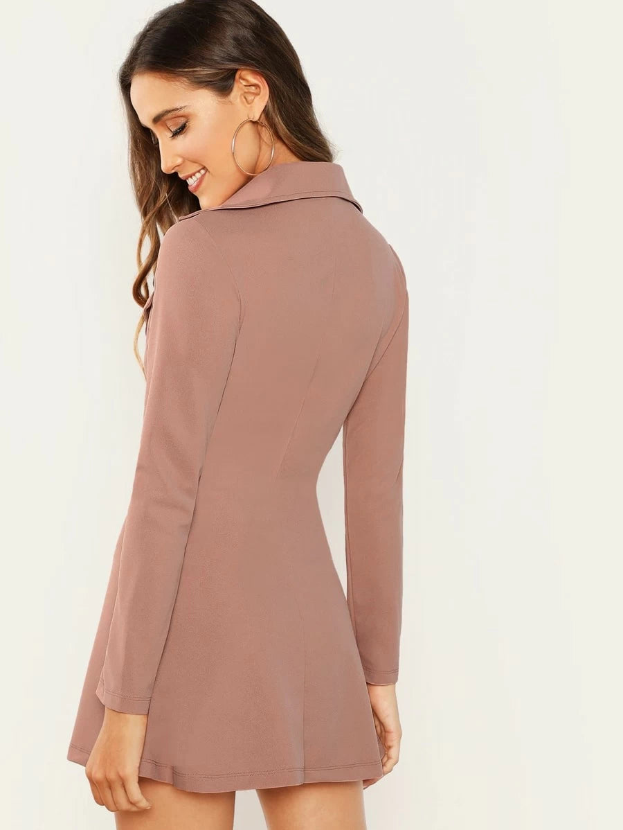 Double Breasted Zip Front Blazer Dress Periwinkley Shop