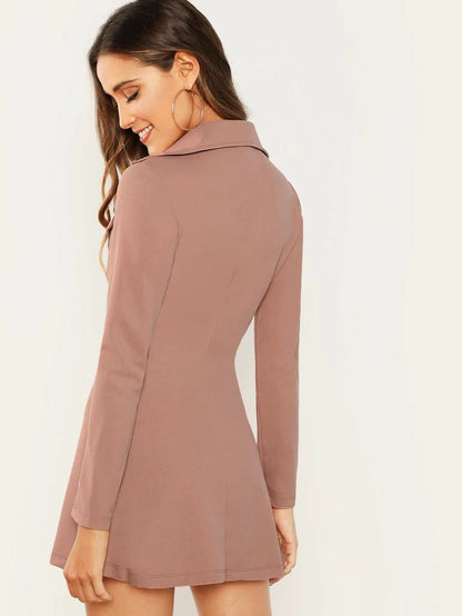 Double Breasted Zip Front Blazer Dress Periwinkley Shop